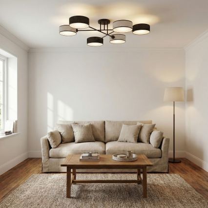 Flush-mounted chandelier MAGA 6xE14/10W/230V black/grey