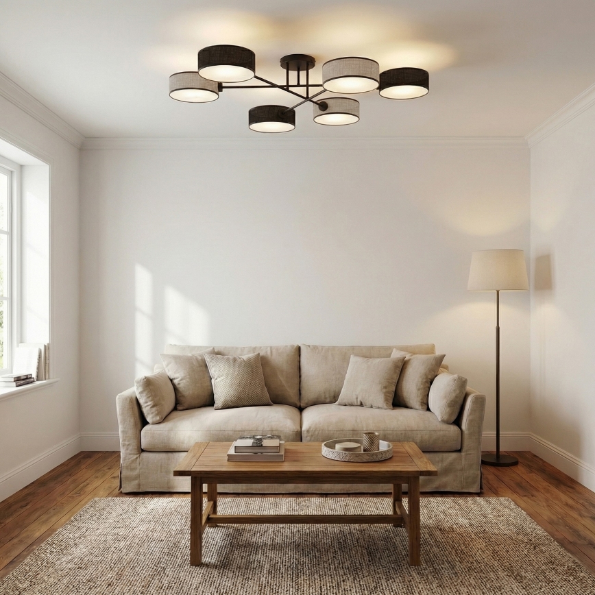 Flush-mounted chandelier MAGA 6xE14/10W/230V black/grey