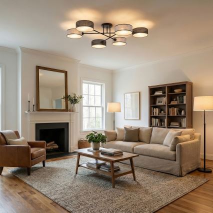 Flush-mounted chandelier MAGA 6xE14/10W/230V black/grey