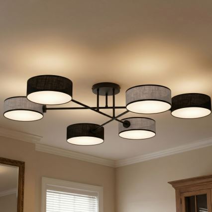 Flush-mounted chandelier MAGA 6xE14/10W/230V black/grey