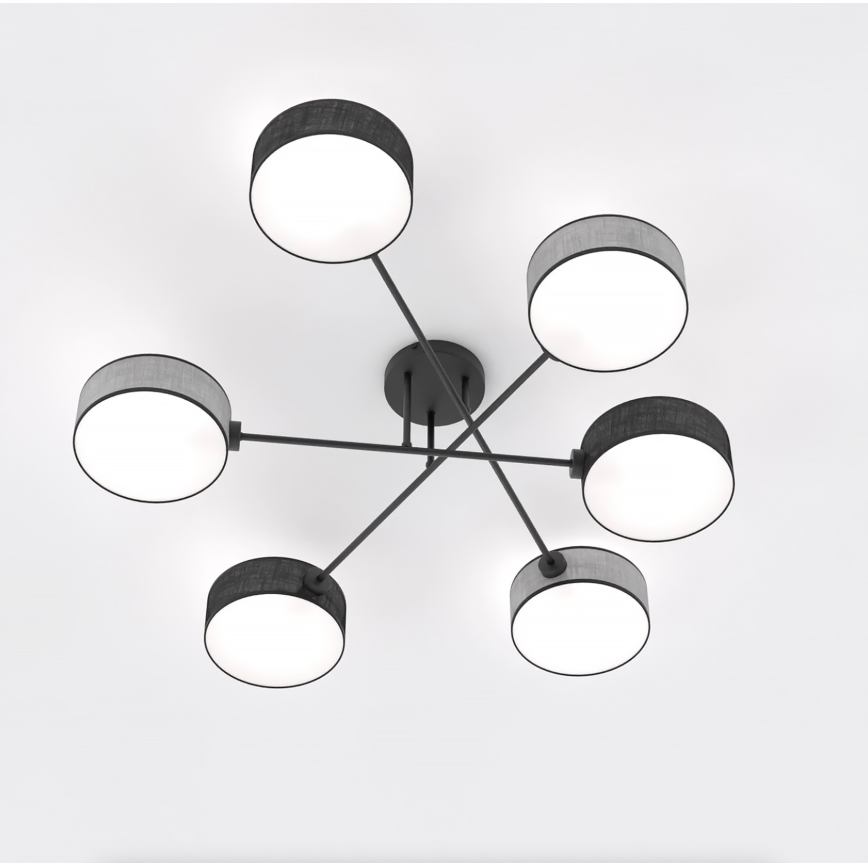 Flush-mounted chandelier MAGA 6xE14/10W/230V black/grey