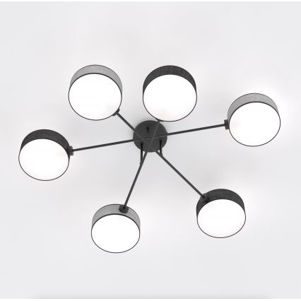Flush-mounted chandelier MAGA 6xE14/10W/230V black/grey
