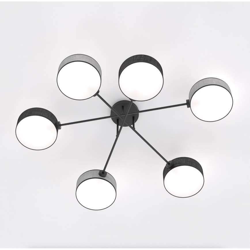 Flush-mounted chandelier MAGA 6xE14/10W/230V black/grey