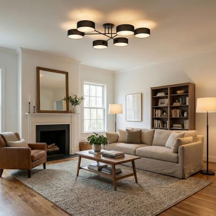 Flush-mounted chandelier MAGA 6xE14/10W/230V black