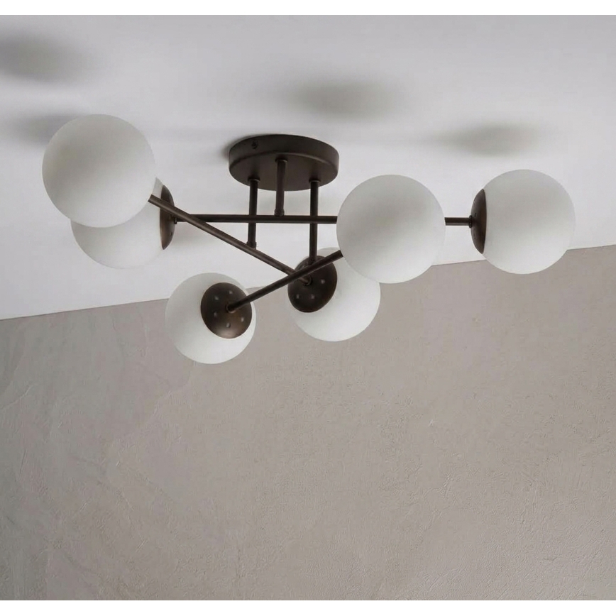 Flush-mounted chandelier MALENA 6xE14/5W/230V brown/white