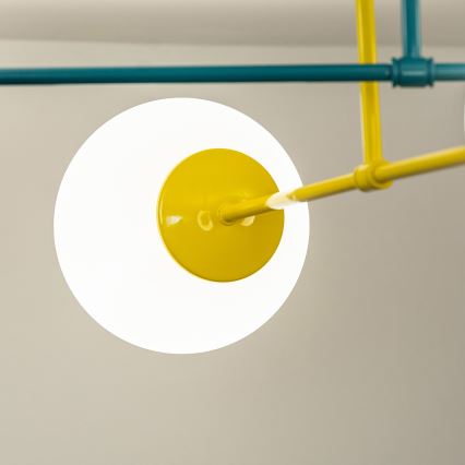 Flush-mounted chandelier MOON 4xE27/15W/230V turquoise/yellow