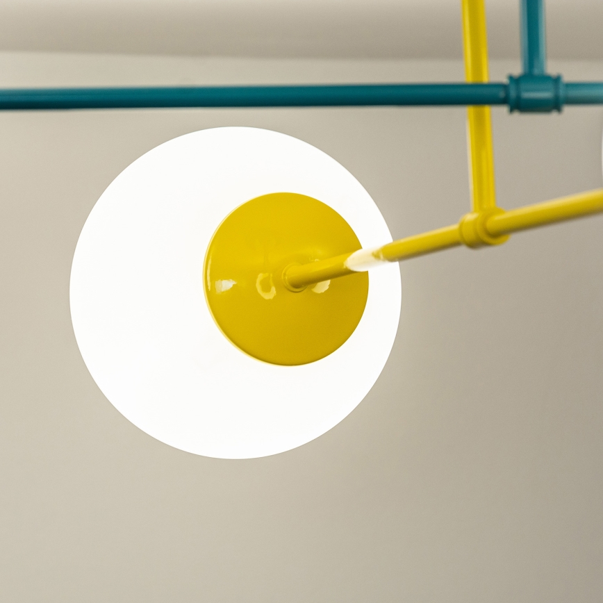 Flush-mounted chandelier MOON 4xE27/15W/230V turquoise/yellow