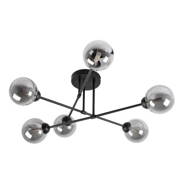 Flush mounted chandelier OBSIDIAN 6xG9/10W/230V black/smoky grey