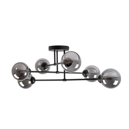 Flush mounted chandelier OBSIDIAN 6xG9/10W/230V black/smoky grey