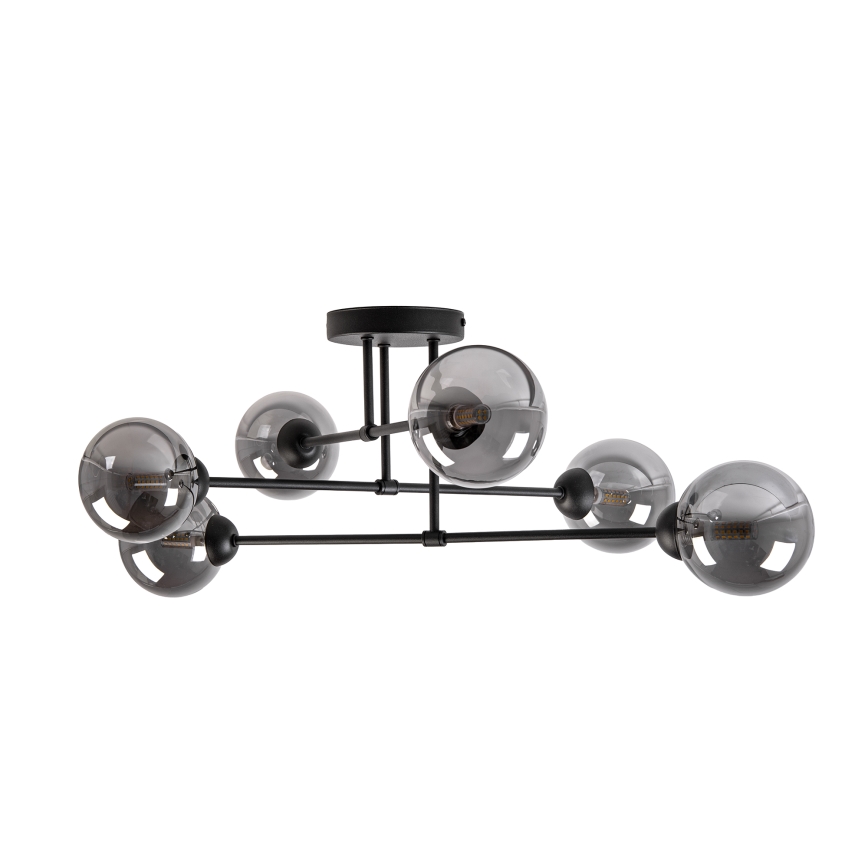Flush mounted chandelier OBSIDIAN 6xG9/10W/230V black/smoky grey