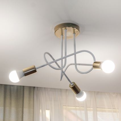 Flush-mounted chandelier OXFORD 3xE27/15W/230V gold/white