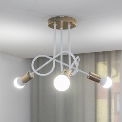 Flush-mounted chandelier OXFORD 3xE27/15W/230V gold/white