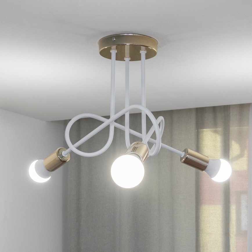 Flush-mounted chandelier OXFORD 3xE27/15W/230V gold/white
