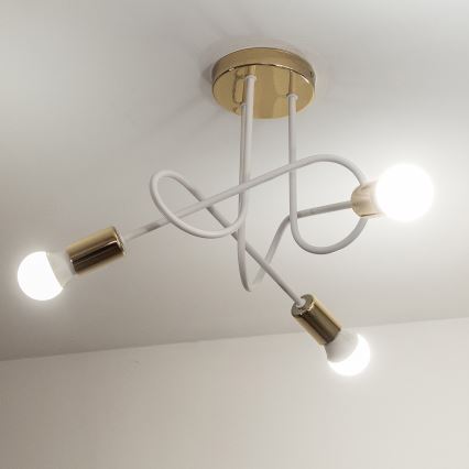 Flush-mounted chandelier OXFORD 3xE27/15W/230V gold/white