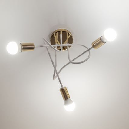 Flush-mounted chandelier OXFORD 3xE27/15W/230V gold/white