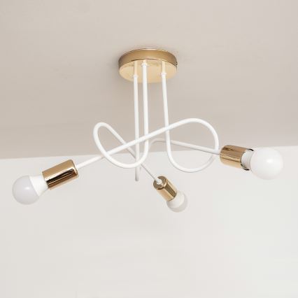Flush-mounted chandelier OXFORD 3xE27/15W/230V gold/white