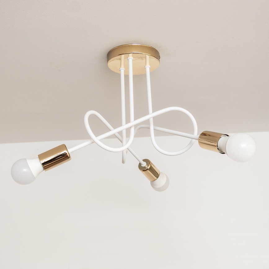 Flush-mounted chandelier OXFORD 3xE27/15W/230V gold/white
