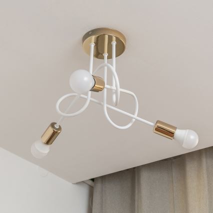 Flush-mounted chandelier OXFORD 3xE27/15W/230V gold/white