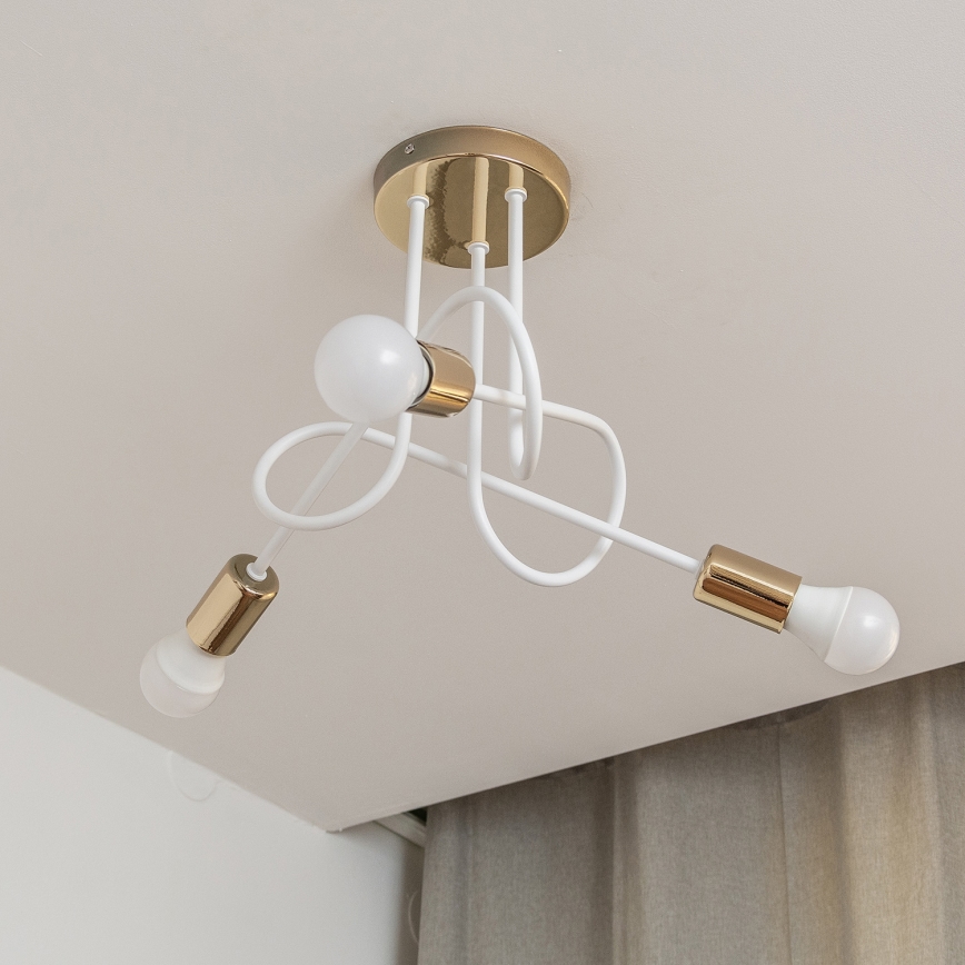 Flush-mounted chandelier OXFORD 3xE27/15W/230V gold/white