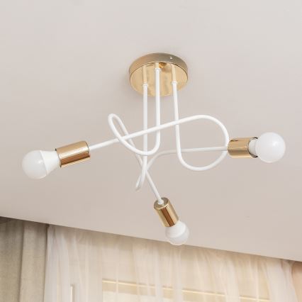 Flush-mounted chandelier OXFORD 3xE27/15W/230V gold/white
