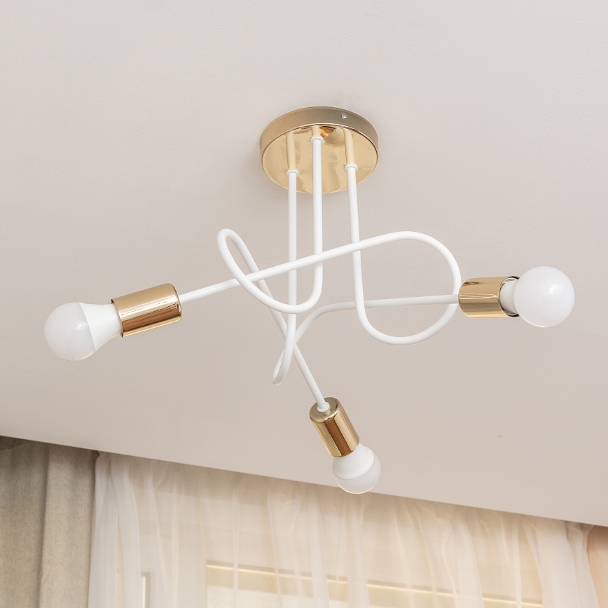 Flush-mounted chandelier OXFORD 3xE27/15W/230V gold/white
