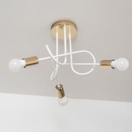 Flush-mounted chandelier OXFORD 3xE27/15W/230V gold/white
