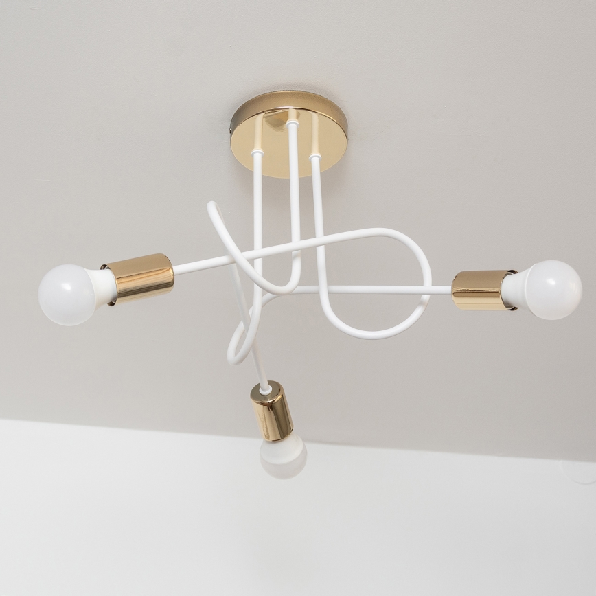 Flush-mounted chandelier OXFORD 3xE27/15W/230V gold/white
