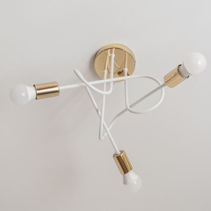 Flush-mounted chandelier OXFORD 3xE27/15W/230V gold/white
