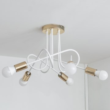 Flush-mounted chandelier OXFORD 5xE27/15W/230V gold/white