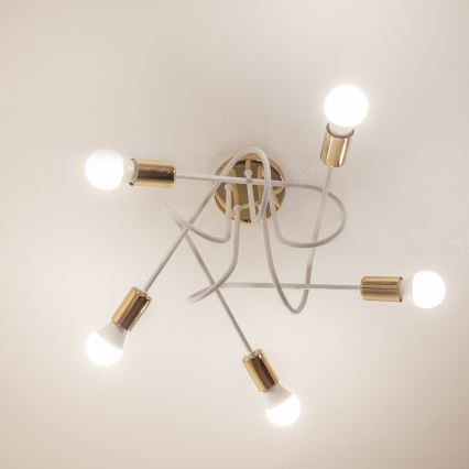 Flush-mounted chandelier OXFORD 5xE27/15W/230V gold/white