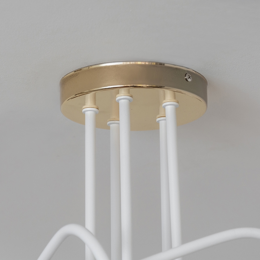 Flush-mounted chandelier OXFORD 5xE27/15W/230V gold/white