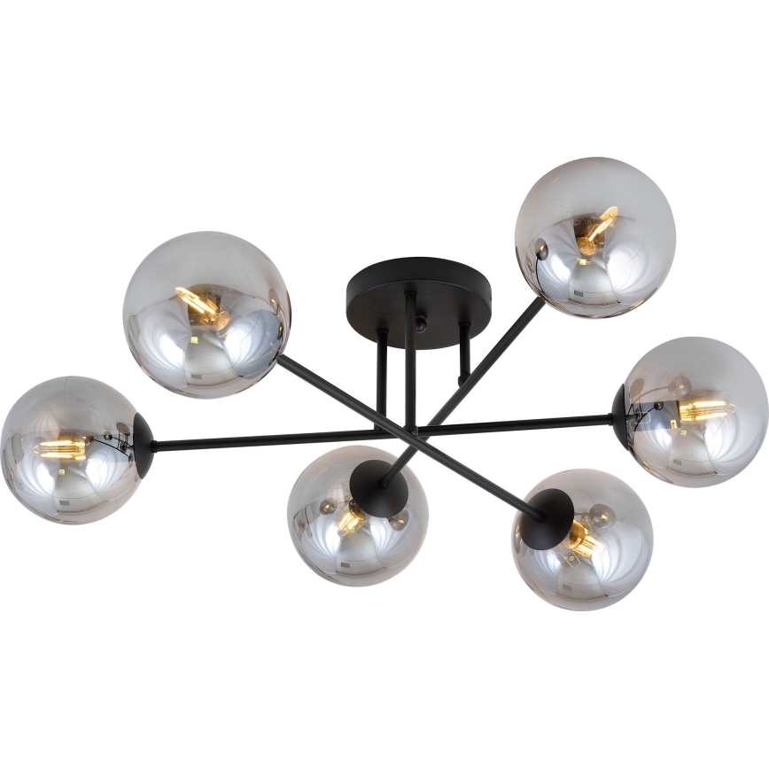 Flush-mounted chandelier ROMA 6xE14/10W/230V black/smoked