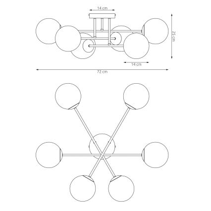 Flush-mounted chandelier ROMA 6xE14/10W/230V black/smoked