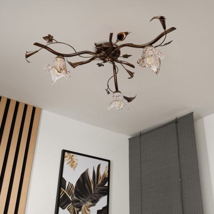 Flush-mounted chandelier ROZETA 3xE14/40W/230V bronze finish