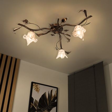 Flush-mounted chandelier ROZETA 3xE14/40W/230V bronze finish