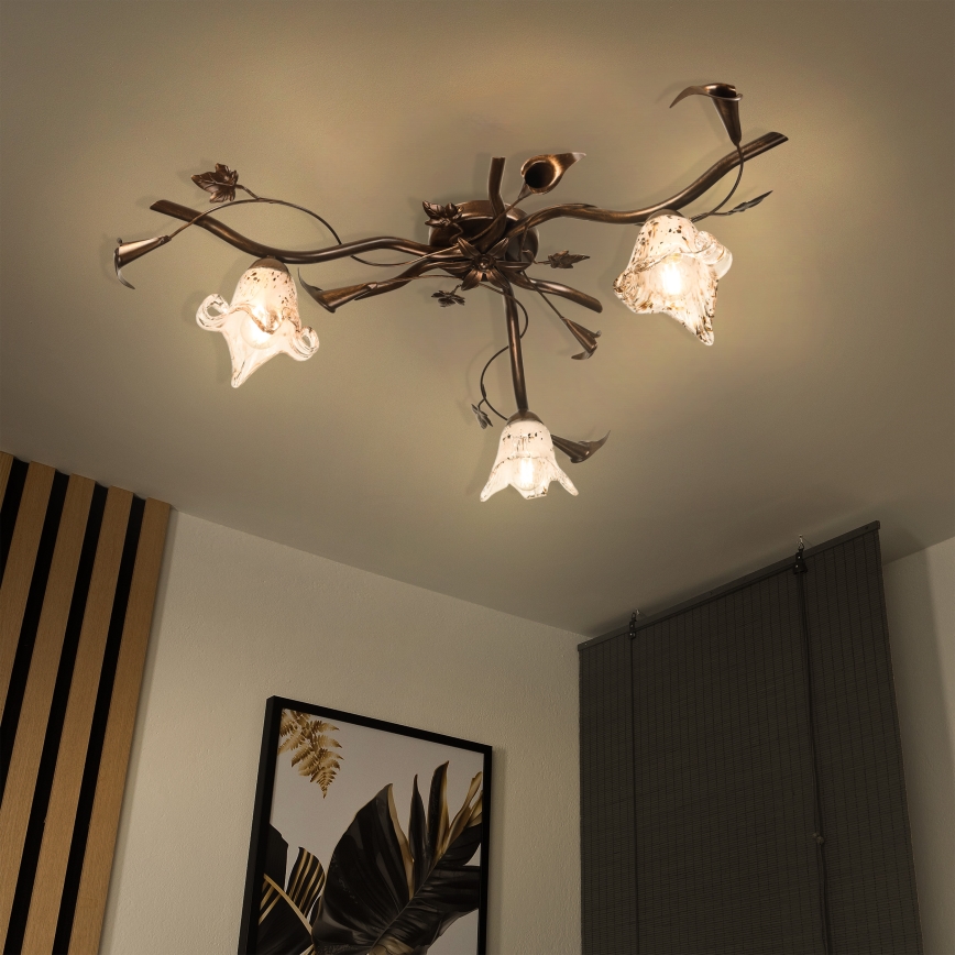 Flush-mounted chandelier ROZETA 3xE14/40W/230V bronze finish