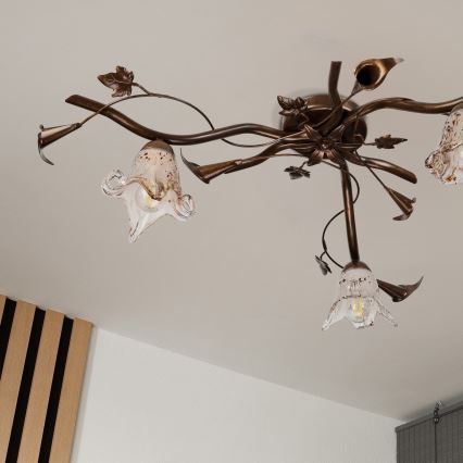 Flush-mounted chandelier ROZETA 3xE14/40W/230V bronze finish
