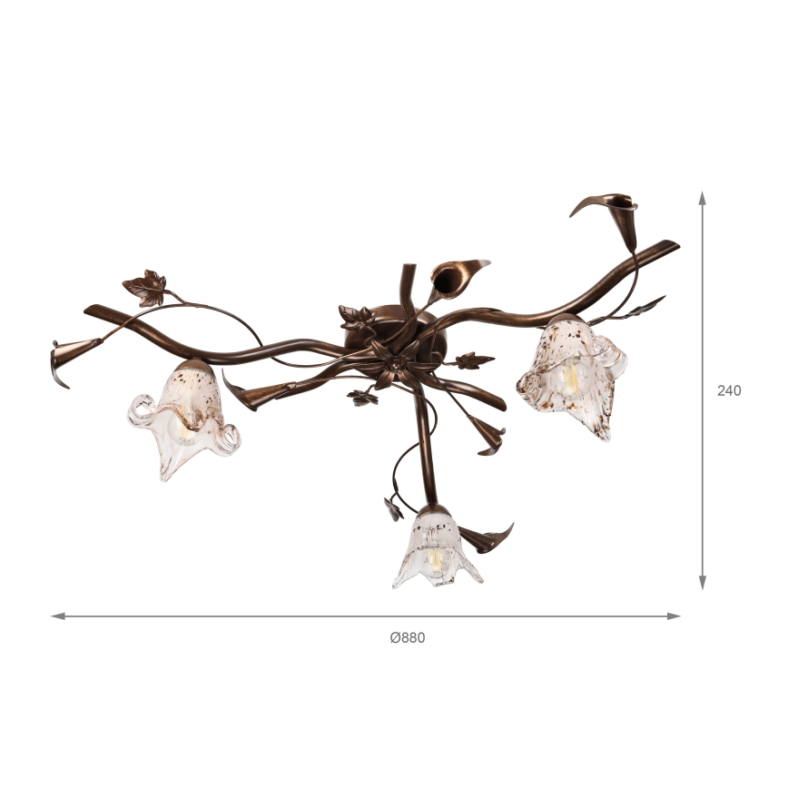 Flush-mounted chandelier ROZETA 3xE14/40W/230V bronze finish