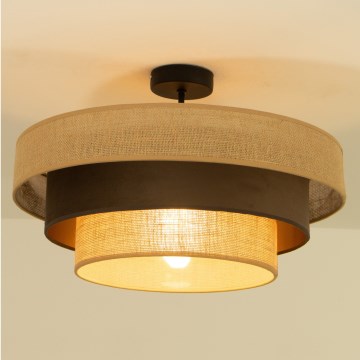 Flush-mounted chandelier WENTA 1xE27/60W/230V Ø 50 cm jute/brown