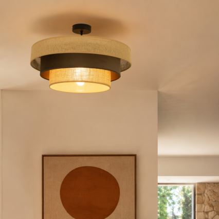 Flush-mounted chandelier WENTA 1xE27/60W/230V Ø 50 cm jute/brown