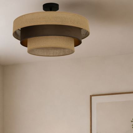 Flush-mounted chandelier WENTA 1xE27/60W/230V Ø 50 cm jute/brown