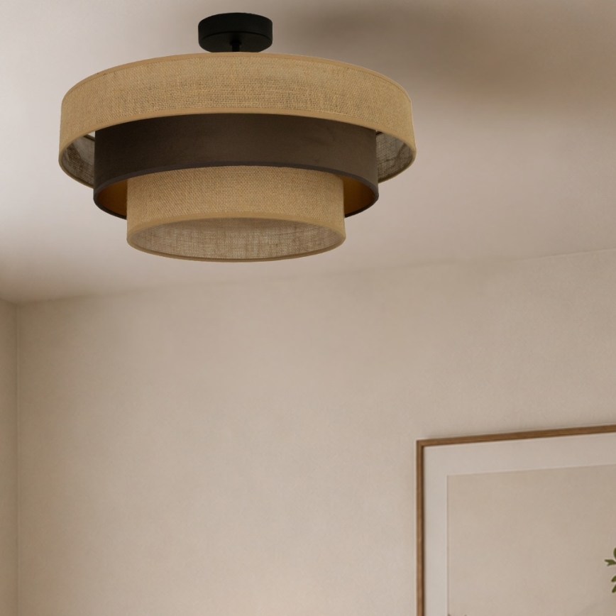 Flush-mounted chandelier WENTA 1xE27/60W/230V Ø 50 cm jute/brown