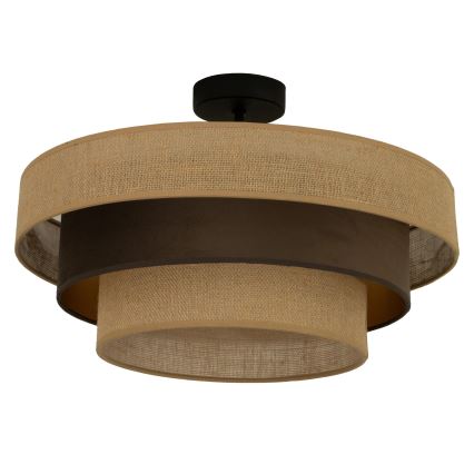 Flush-mounted chandelier WENTA 1xE27/60W/230V Ø 50 cm jute/brown