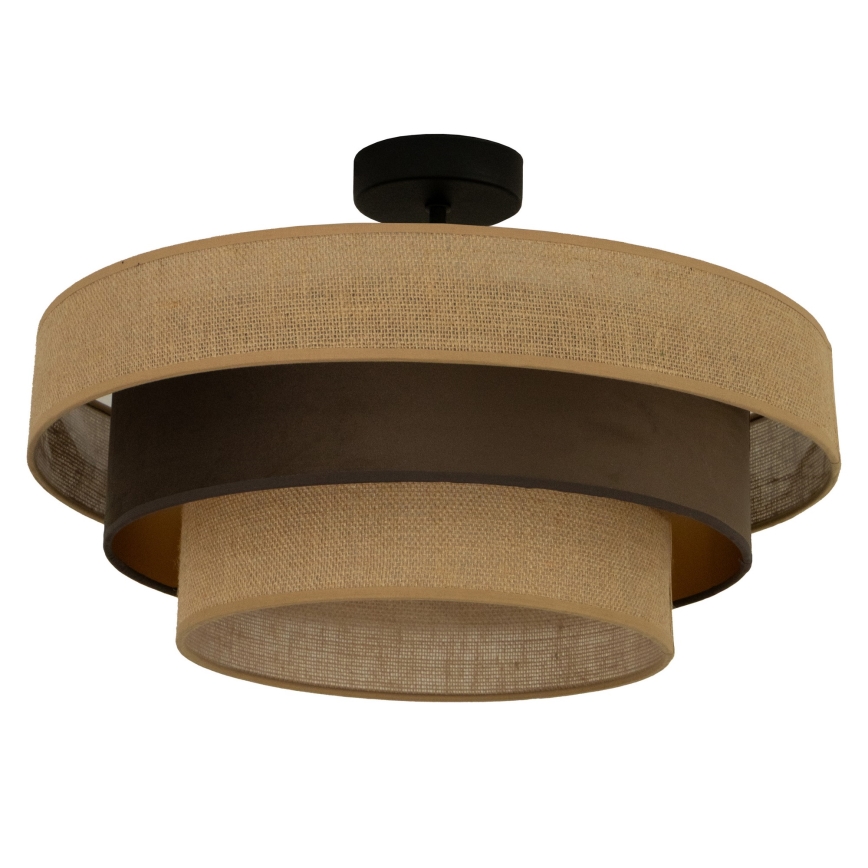 Flush-mounted chandelier WENTA 1xE27/60W/230V Ø 50 cm jute/brown