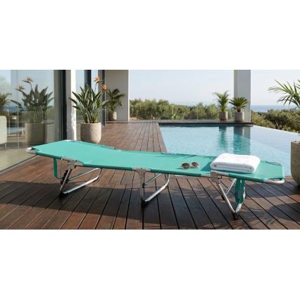 Foldable adjustable sun lounger SUNO 56x190 cm turquoise