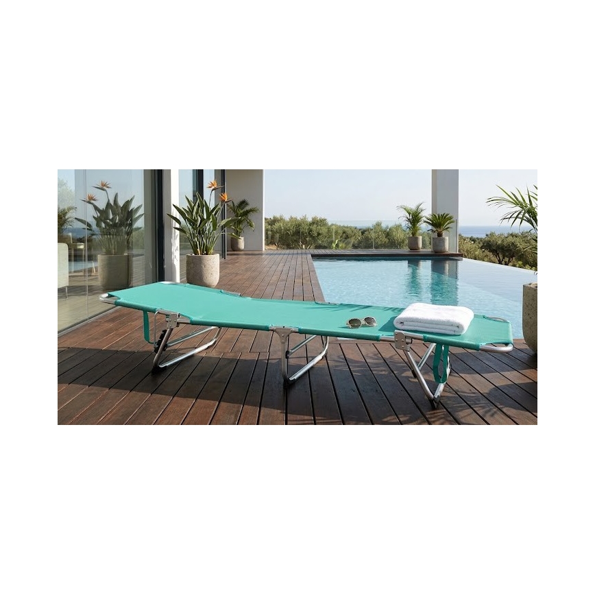 Foldable adjustable sun lounger SUNO 56x190 cm turquoise