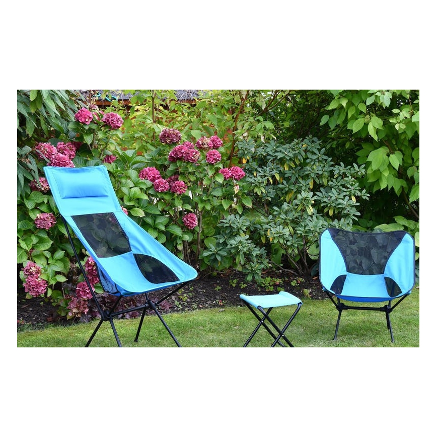 Foldable camping chair blue 63 cm