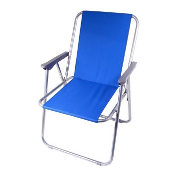 Foldable camping chair blue/matte chrome