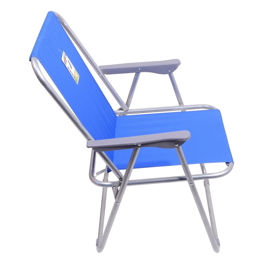 Foldable camping chair blue/matte chrome