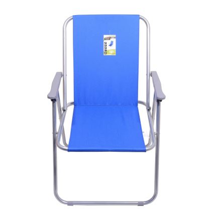 Foldable camping chair blue/matte chrome